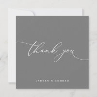 Grey Modern Minimalist Wedding Thank You Card