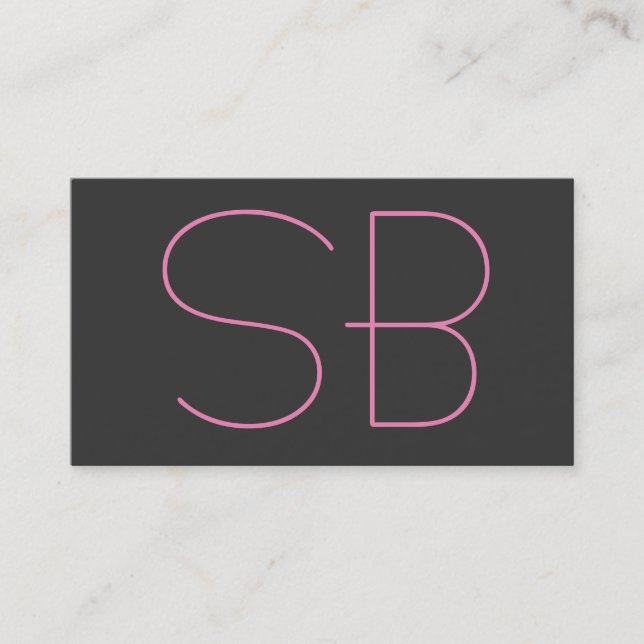 Grey Modern Monogram Standard Business Card (Front)