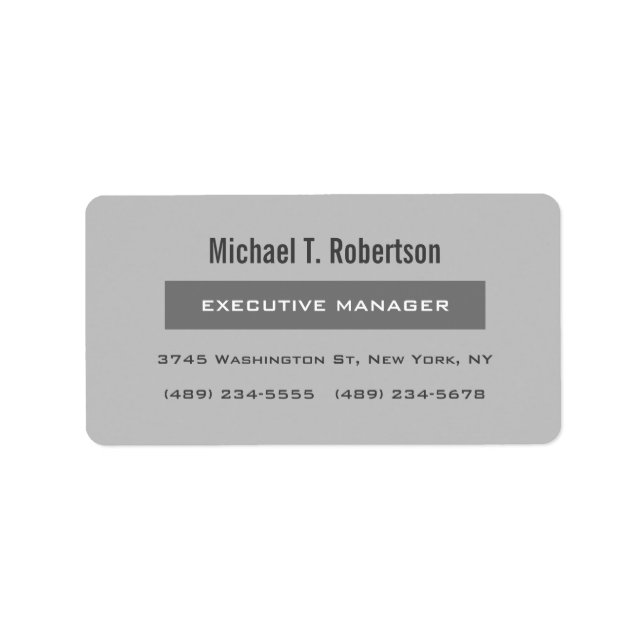 Grey Modern Plain Simple Minimalist Label (Front)