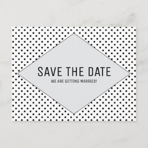 Grey Modern Polka Dots Save the Date Announcement Postcard