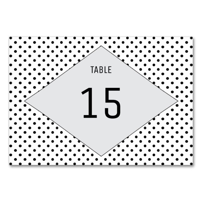 Grey Modern Polka Dots Table Card (Front)
