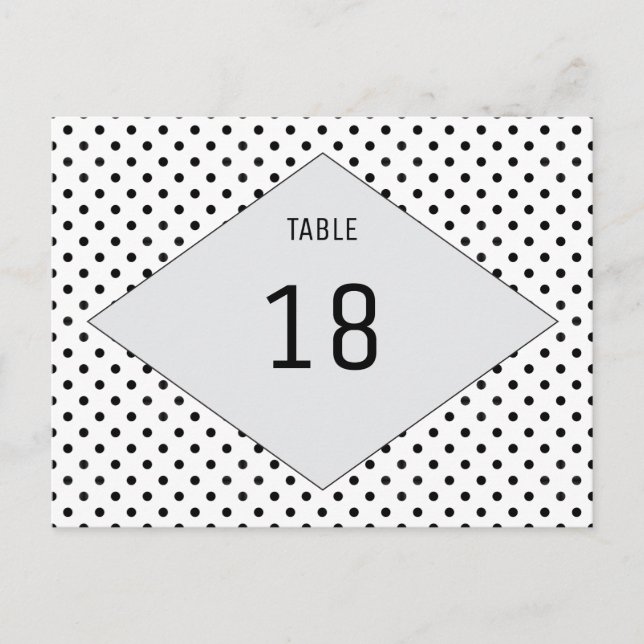 Grey Modern Polka Dots Table Number Postcard (Front)