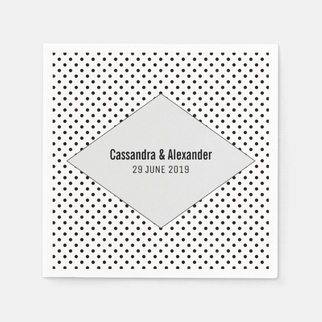 Grey Modern Polka Dots Wedding Napkin (Front)