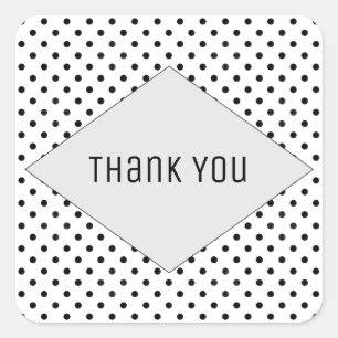 Grey Modern Polka Dots Wedding Thank You Square Sticker