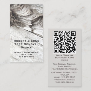 Grey Modern Rustic Tree Professional   Add QR Code Business Card