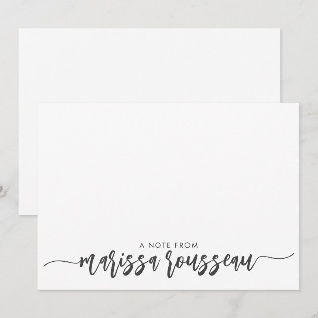 Grey Modern Script Name Personalised A Note From Card (Front/Back)