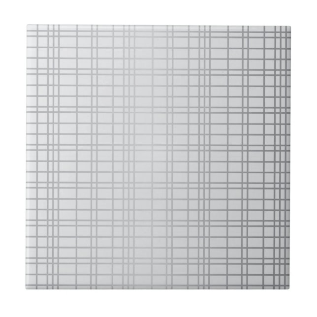 Grey, modern, simple, cool, trendy grid lines ceramic tile (Front)