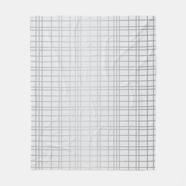 Grey, modern, simple, cool, trendy grid lines fleece blanket (Front)