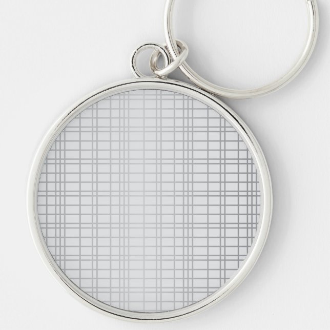 Grey, modern, simple, cool, trendy grid lines key ring (Front)