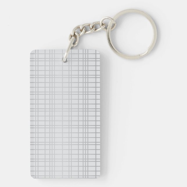 Grey, modern, simple, cool, trendy grid lines key ring (Back)