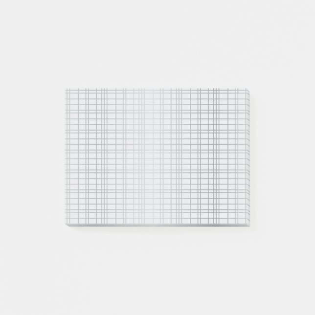 Grey, modern, simple, cool, trendy grid lines post-it notes (Front)