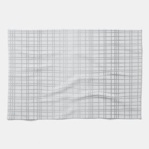 Grey, modern, simple, cool, trendy grid lines tea towel