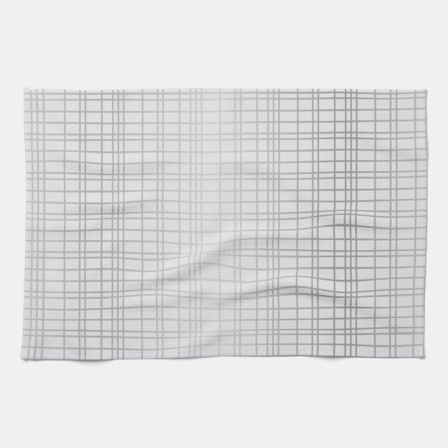 Grey, modern, simple, cool, trendy grid lines tea towel (Horizontal)