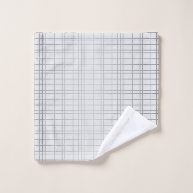 Grey, modern, simple, cool, trendy grid lines wash cloth (Wash Cloth)
