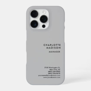 Grey Modern Simple Minimalist Plain Professional iPhone 16 Pro Case