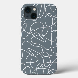Grey Modern Wavy Lines Pattern iPhone 13 Case