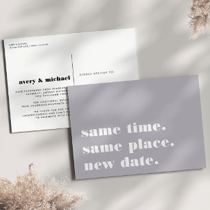 Grey   Modern Wedding Postponement Announcement Postcard