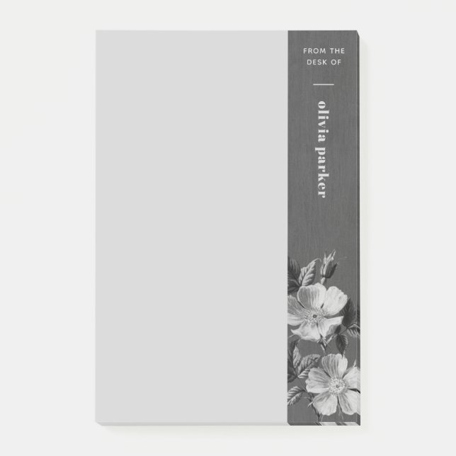 Grey Monochromatic Blooms Floral Notes (Front)