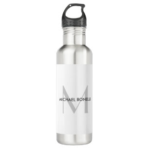 Grey Monogram Black White Name 710 Ml Water Bottle