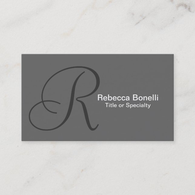 Grey Monogram Consultant Business Card (Front)