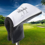 Grey Monogram Initial and Name Personalised Golf Head Cover<br><div class="desc">Custom printed golf head cover personalised with your name and monogram initial or other custom text. Use the design tools to choose any background colour,  edit fonts and colours or upload your own photos to create a unique one of a kind gift for your favourite golfer.</div>