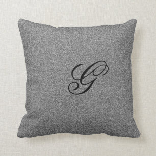 Grey monogram initial cushion
