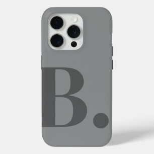 Grey Monogram Letter Simple Colour Minimalist Styl iPhone 15 Pro Case