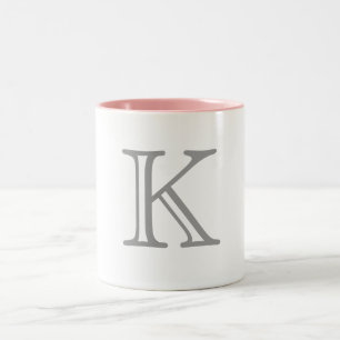 Grey Monogram Letter Two-Tone Coffee Mug