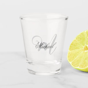 Grey Monogram Minimalist Plain Chic Shot Glass