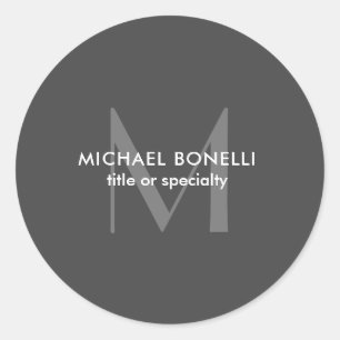 Grey Monogram Modern Minimalist Template Classic Round Sticker