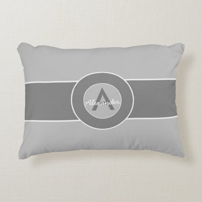 Grey Monogram Personalised Decorative Cushion (Front)