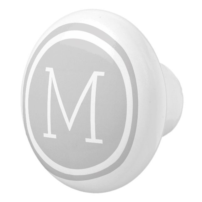 Grey Monogram Personalised Drawer Knob (Right)