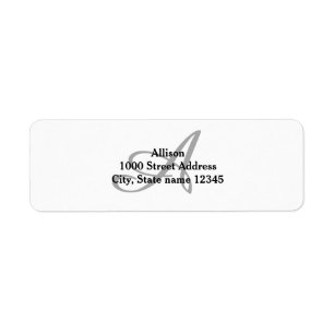 Grey Monogram Return Address Label