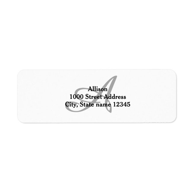 Grey Monogram Return Address Label (Front)