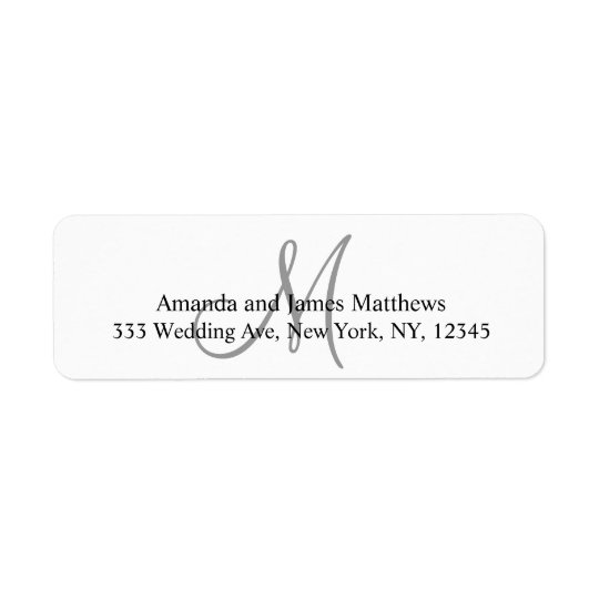 Grey Monogram Return Address Labels for Weddings