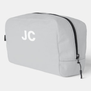 Grey Monogram Simple Minimal Modern Travel Dopp Kit