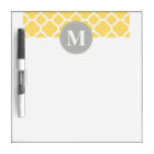 Grey Monogram Yellow Quatrefoil Pattern