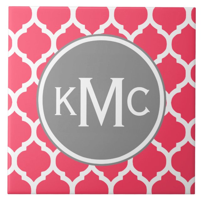 Grey Monogrammed Purple Chevron Tile (Front)