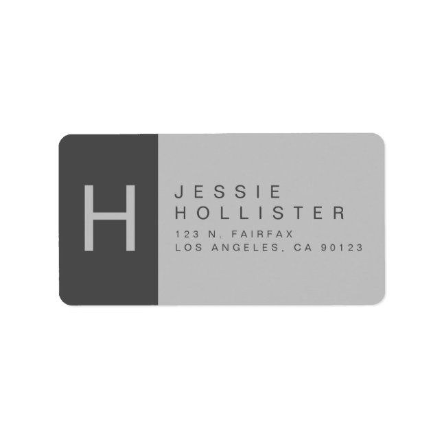 Grey Monogrammed Return Address Label (Front)