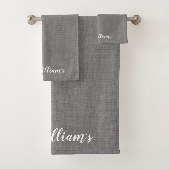 Grey Monogrammed Towel Set (Insitu)
