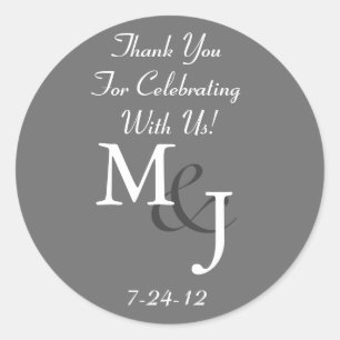 Grey Monogrammed Wedding Favour Gift Labels