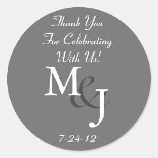 Grey Monogrammed Wedding Favour Gift Labels
