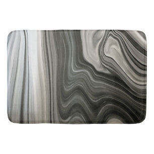 Grey Monotone Artistic Acrylic Pour Abstract Bath Mat