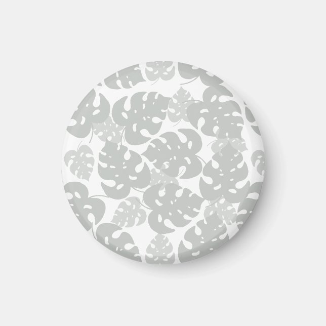 Grey monstera leaf fridge magnet (Front)