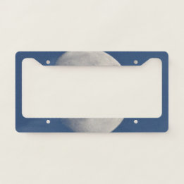 Grey moon in blue sky licence plate frame
