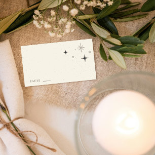 Grey Moon & Stars Celestial Wedding Place Card