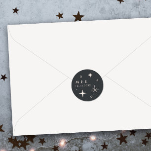 Grey Moon & Stars Celestial Wedding Sticker