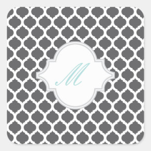 Grey Moroccan Pattern with Monogram Stickers