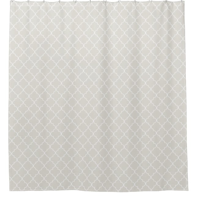 Grey Moroccan Quatrefoil Pattern Shower Curtain (Front)