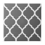 Grey Moroccan Quatrefoil Patterned Ceramic Tile<br><div class="desc">Chic modern ceramic tile features a repeating Moroccan quatrefoil lattice pattern. Click Customise It to add your own text or images to create a unique one of a kind design.</div>